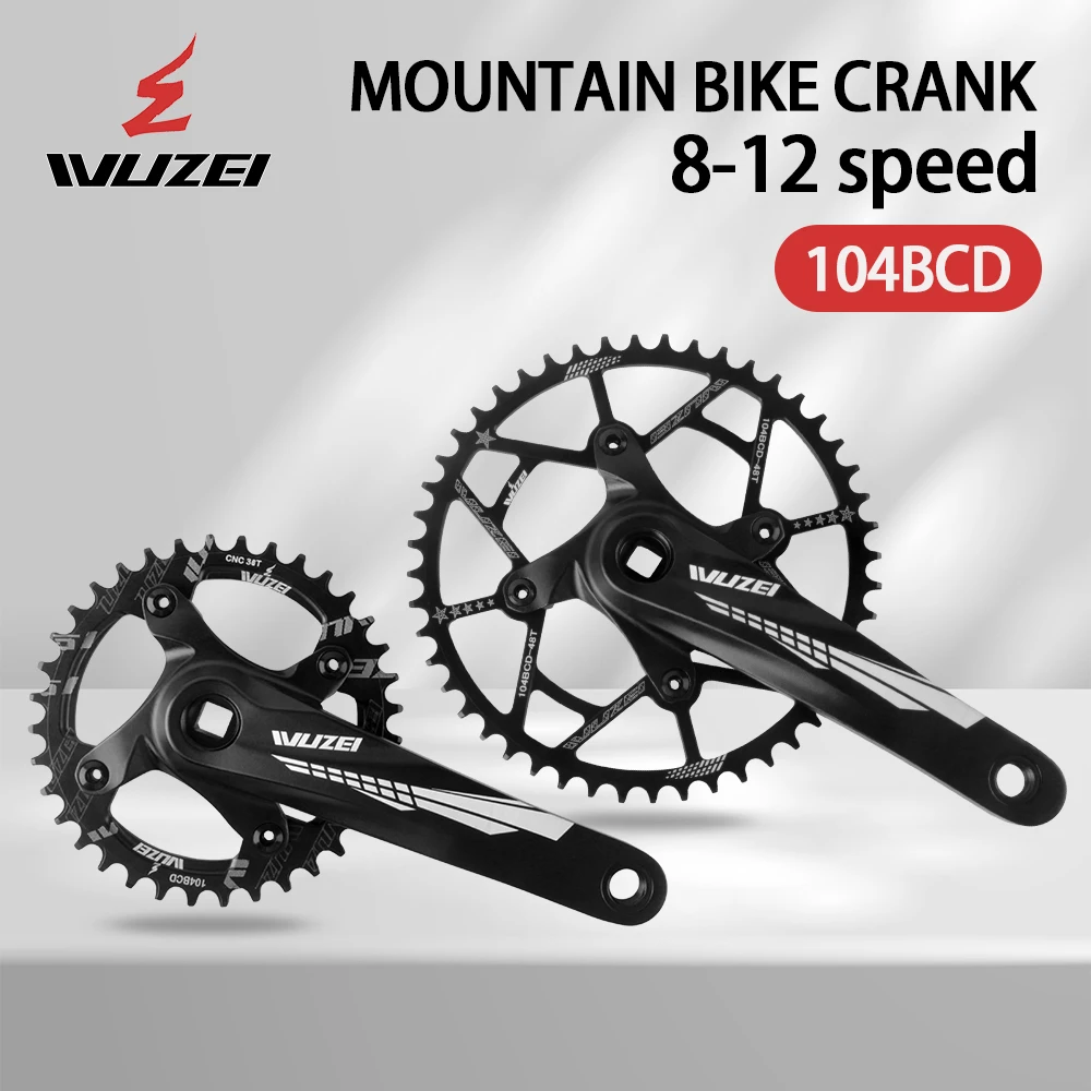 

WUZEI AW5B8F Mountain Bike 104BCD Square Hole Crank 8/9/10/11/12S 170/175 32/34/38/42/48/50/52T Sprocket MTB Bicycle Crankset