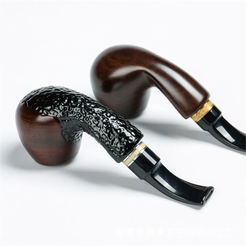 Vintage Bent Tobacco Pipe 9mm Diameter Ebony Resin Handmade Solid Wood Smoking Pipe Smoke Pipe Cigarette Accessories Smoke Set