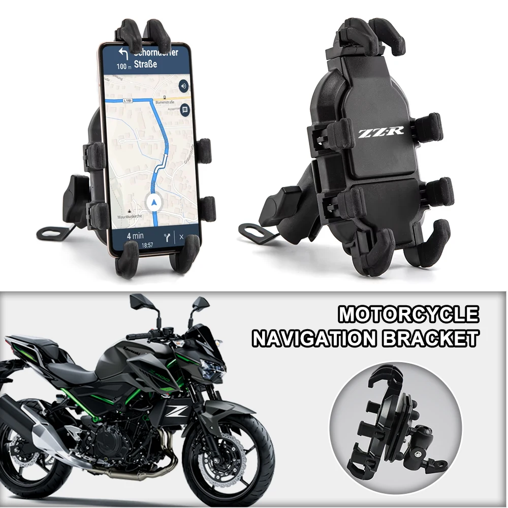 Rearview Mirror Motorcycle Phone Mount Anti-Shake Rotation Holder For Z Kawasaki ZZR600 ZZR1200 1400 ZZR 600 1200 Adjustable