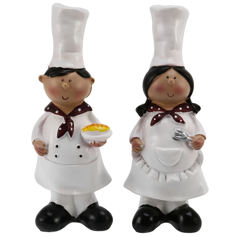 ABKO-1 Pair Of Creative Boy Girl Chef Decoration Home Decoration Resin Crafts Wine Cabinet Window Restaurant Bakery Decoration