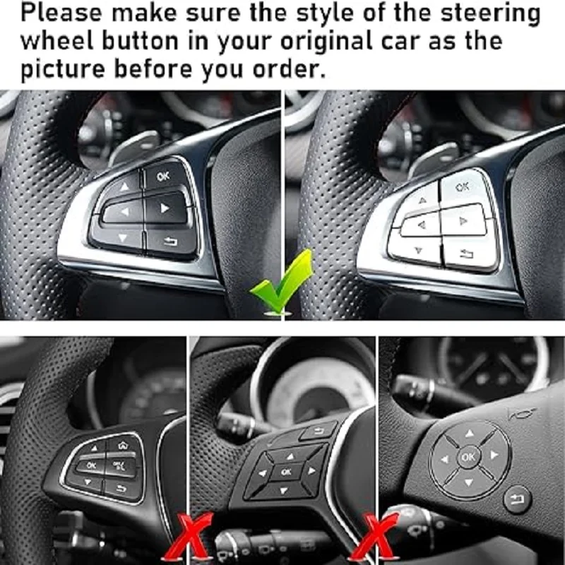 Car Steering Wheel Button Covers Trim Stickers For Mercedes Benz GLC X253 GLE W166 GLS GLA X156 CLA W176 CLS  2012 2013 2014