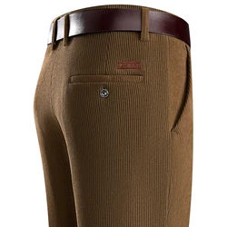 Mens Business Casual Pants Corduroy Suit Pants Autunn Formal Dress Pants Brown Navy Khaki 29-42