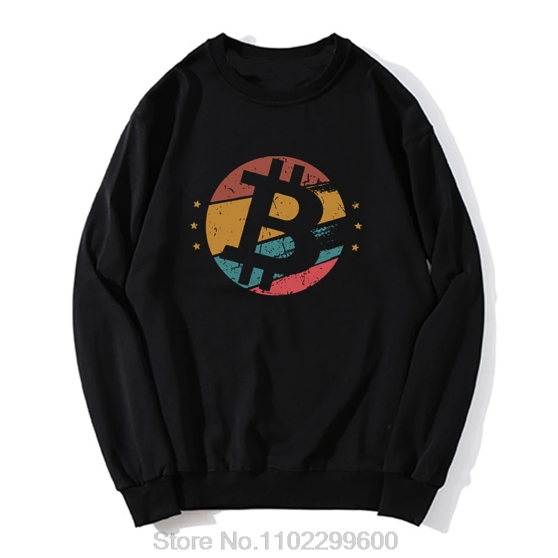 Vintage Design Bitcoin Hoodie Men Sweatshirt BTC Cryptocurrency Crypto Blockchain Clothing Pure Cotton Streetwear Merchandise