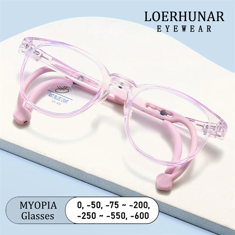 

Fashion Boy Ellipse Anti-slip Sports Frame Anti Blue Light Prescription Myopia Glasses Girls Photochromic Children Eyeglass