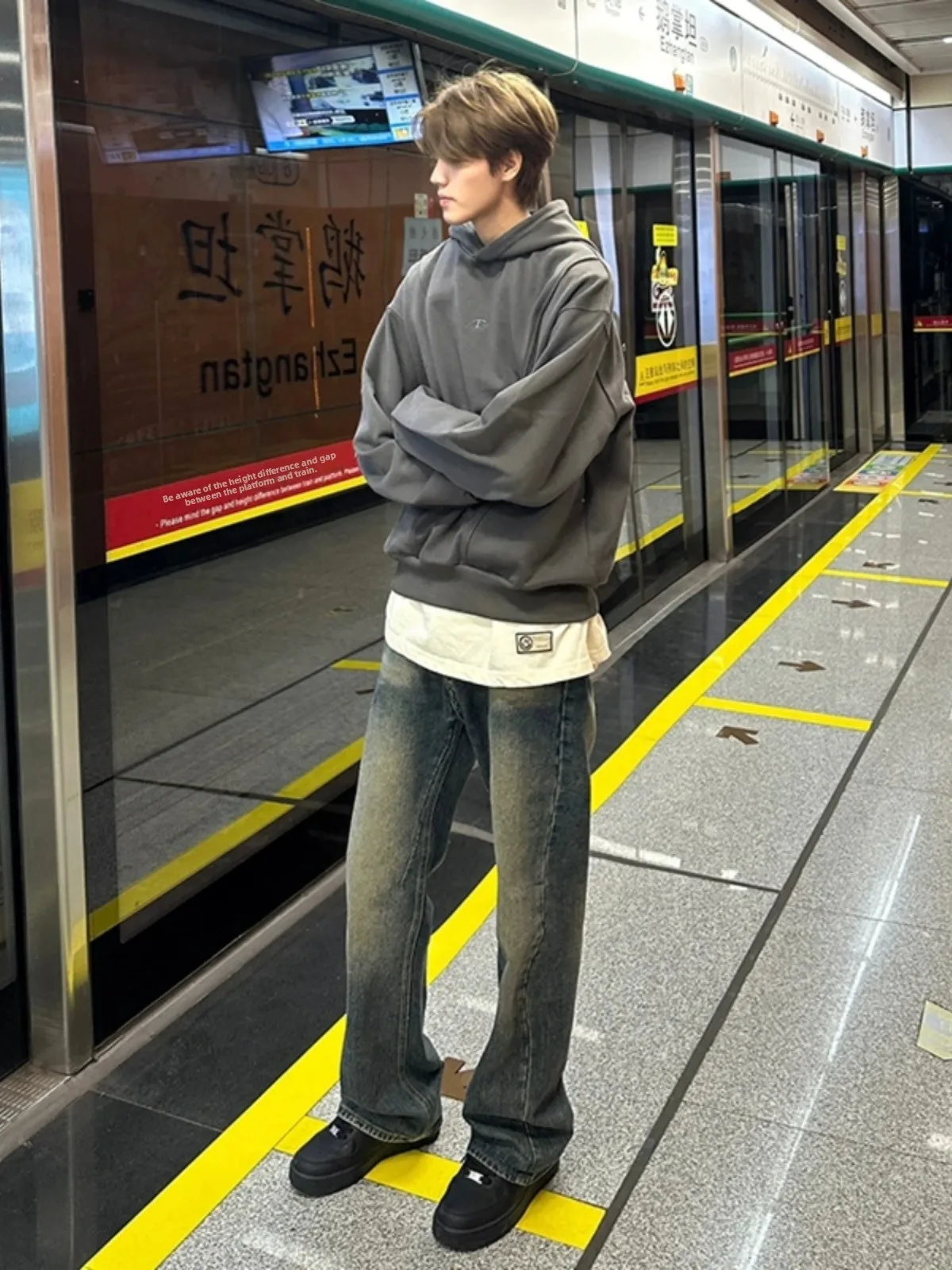 

Retro American Washed Men's Jeans Spring Autumn Straight Leg Trendy Handsome Long Pants Casual Straight Tube Jeans