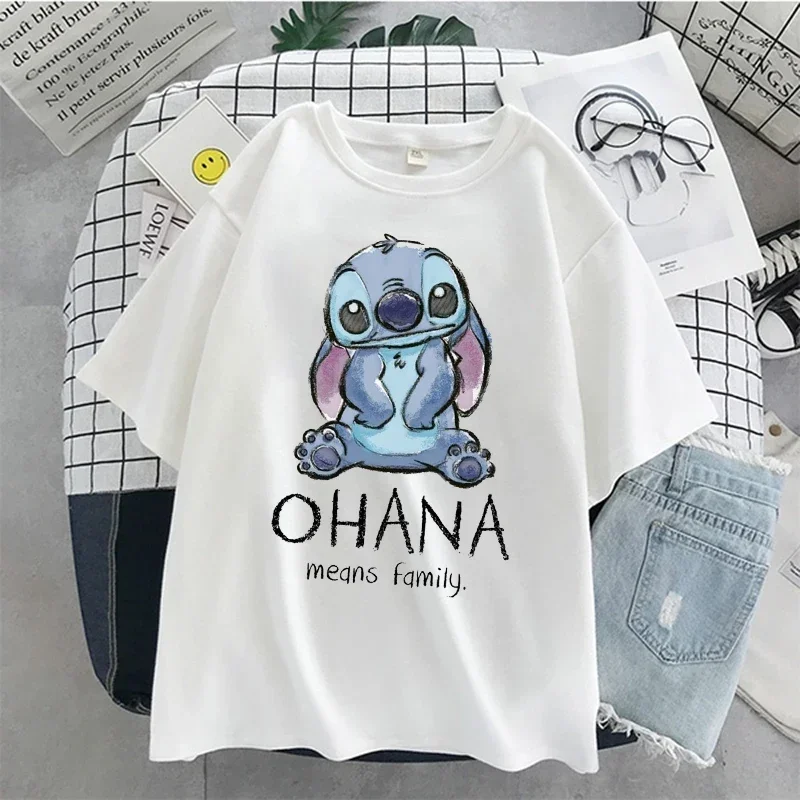 Cartoon Stitch Graphic T-shirt Ladies Summer Streetwear Tees Top T Shirt Fashion Women Clothing Casual Short Sleeves Tshirt Y2k