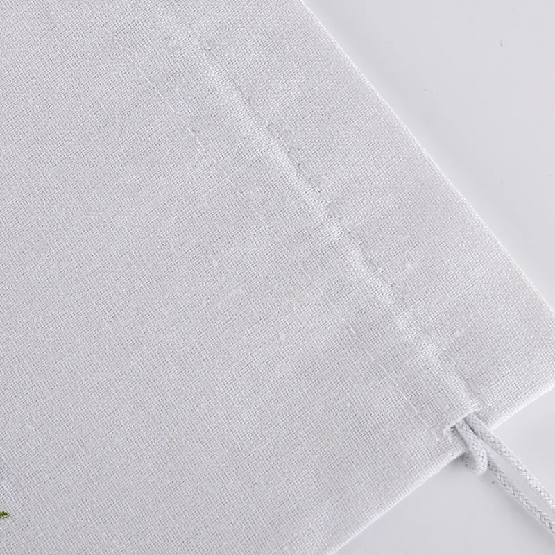 custom.Customizable White Muslin Cotton Lavender Packaging Pouches Reusable Embroidered Jewelry