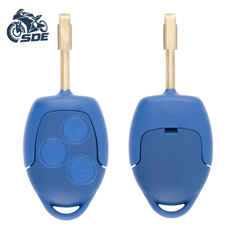 

SDE 3 Button Replacement FO21 Blade Car Remote Key Shell Case For Blue Ford Transit Connect Mk7