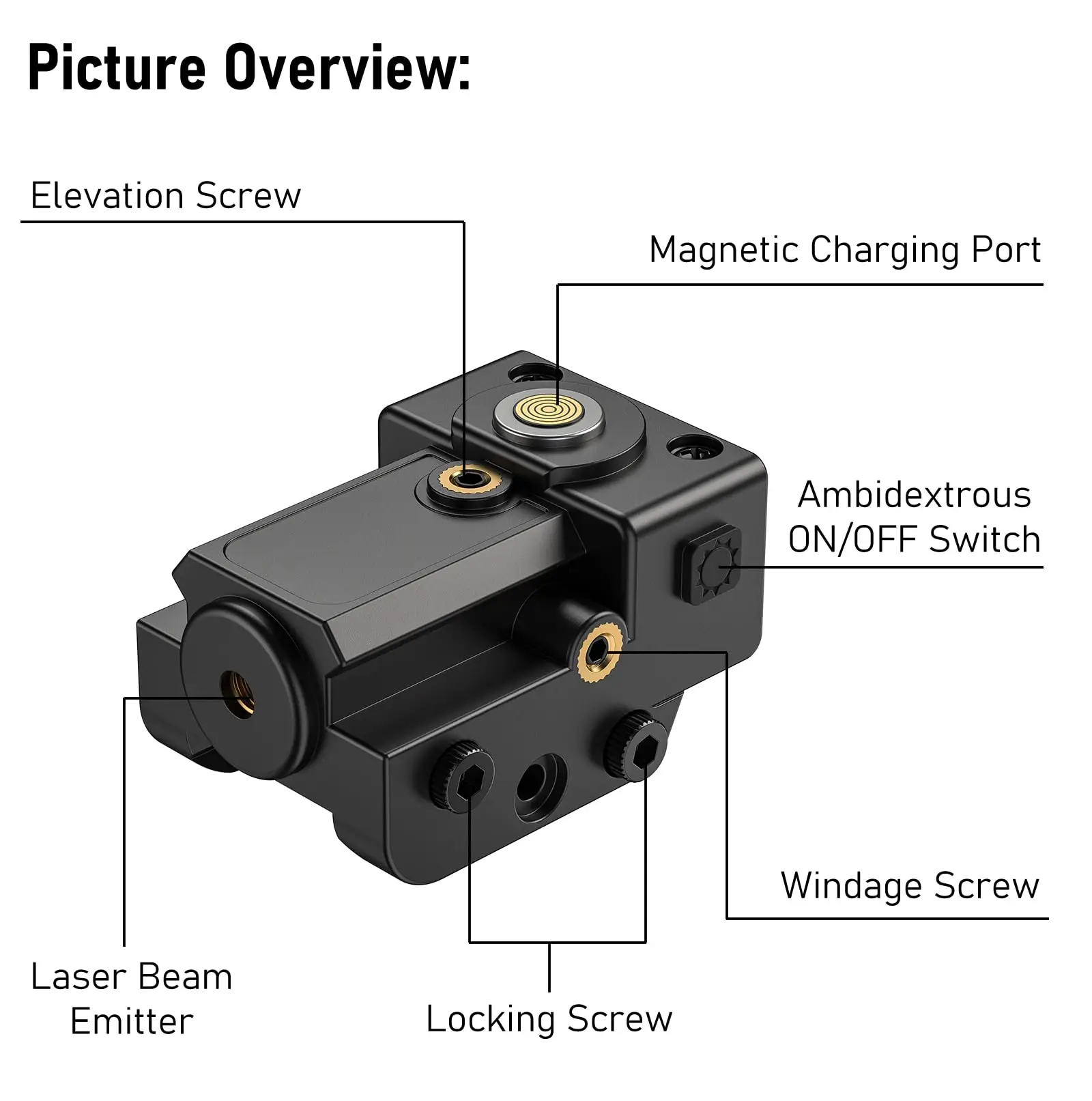 

EZshoot Laser Sight Magnetic Rechargeable Red Green Laser Sight For Pistol Compact Low Profile with Ambidextrous ON Off Switch