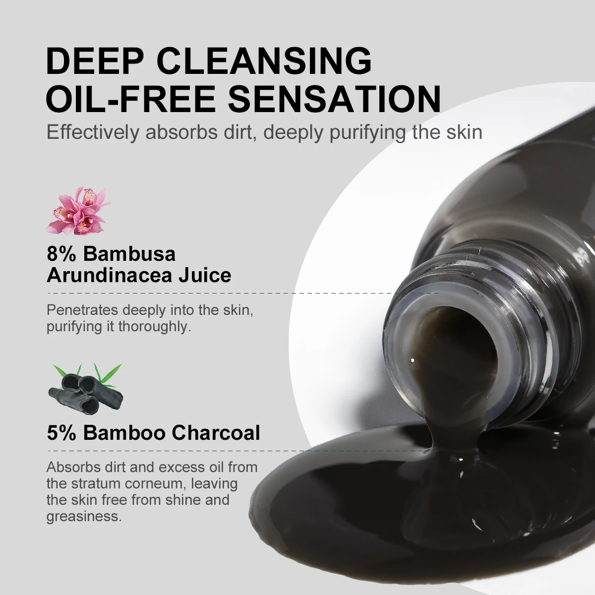 Bamboo Charcoal Acne Serum Face Moisturizing Oil Control Acne Treatment Shrink Pore Facial Deep Cleansing Blackheads Serum Skin