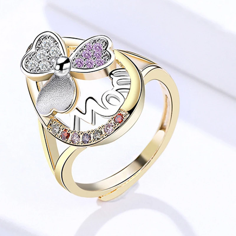 Stainless Steel Love Ring For Women Fashion Trend Alphabet Ring Female Classic Micro Diamond-Encrusted Jewelry