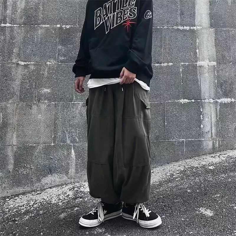 Oversize Straight Leg Workwear Trousers Men's Summer Casual Pants Military Green Vintage Heavy Duty Leisure Trousers view 4