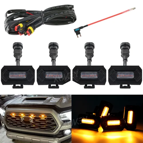 Imagen 2 del producto Kit de arnés de cableado de luz de rejilla 4x6LED, ámbar ahumado para Toyota Tacoma TRD, modelos deportivos todoterreno, parrilla delantera 2020 2021 2022 2023