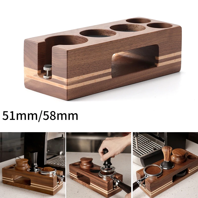 Coffee Tamper Holder 51mm/58mm Wood Coffee Tamper Stand Espresso Tampering Mat for Espresso Barista Tool