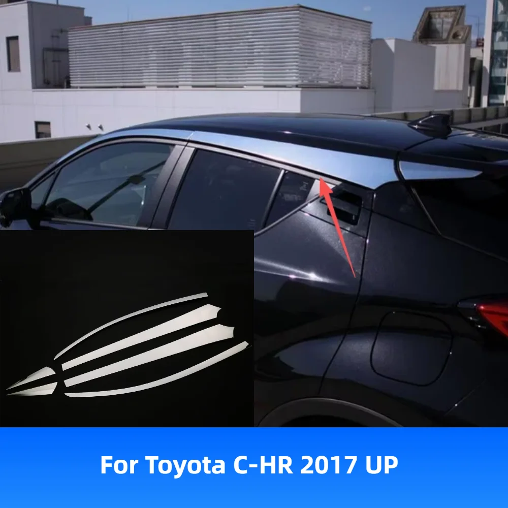 6 SZT. Listwy ozdobne szyb samochodowych ze stali nierdzewnej, górne, do Toyota C-HR ZYX10/NGX50 (2016-2023), wysokiej jakości chromowane akcesoria do stylizacji samochodu