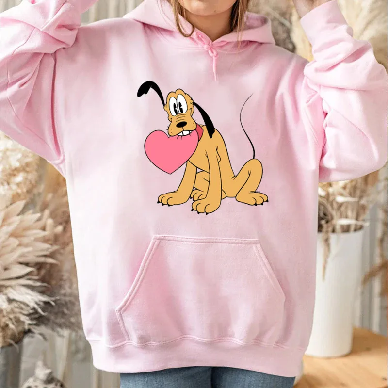 

Женская толстовка с принтом Плутона и сердечками ко Дню святого Валентина, забавный мультяшный свитер с Микки и Минни, флисовый свитер с графическим рисунком, модный свитшот для пар, топ
