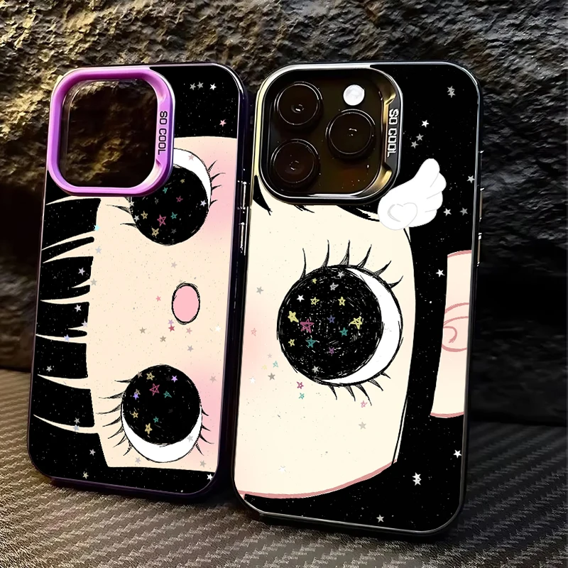 

Роскошный милый чехол для телефона INS с блестящими большими глазами и комиксами для iPhone 17, 16, 15, 14, 11, 12, 13 Pro Max 16 Plus 16E 17Air, задняя крышка