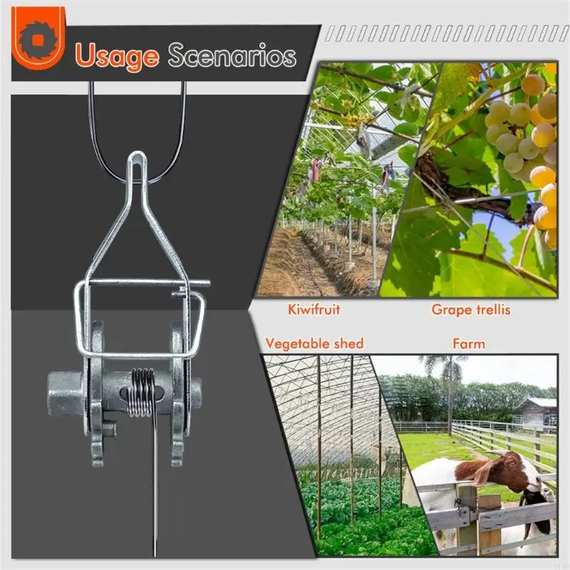 Electric Fence Wire Strainer with Ratcheting Handle Set Wire Fence Tensioner with Compression Clip for Farm Garden Tool