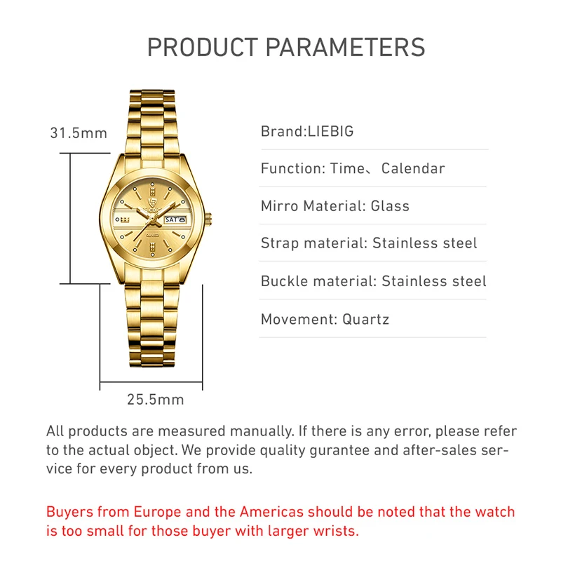 Reloj de pulsera de cuarzo dorado para hombre y mujer, cronógrafo de lujo, estilo romántico, resistente al agua, nuevo