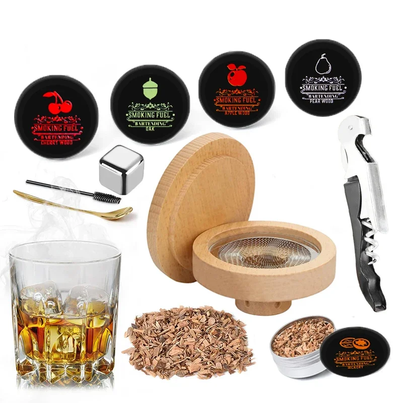 

Whiskey Smoker Kit with Wood Chips-5 Flavors Old Fashioned Drink Smoker Infuser for Cocktails Birthday Bourbon Gifts Kitchen