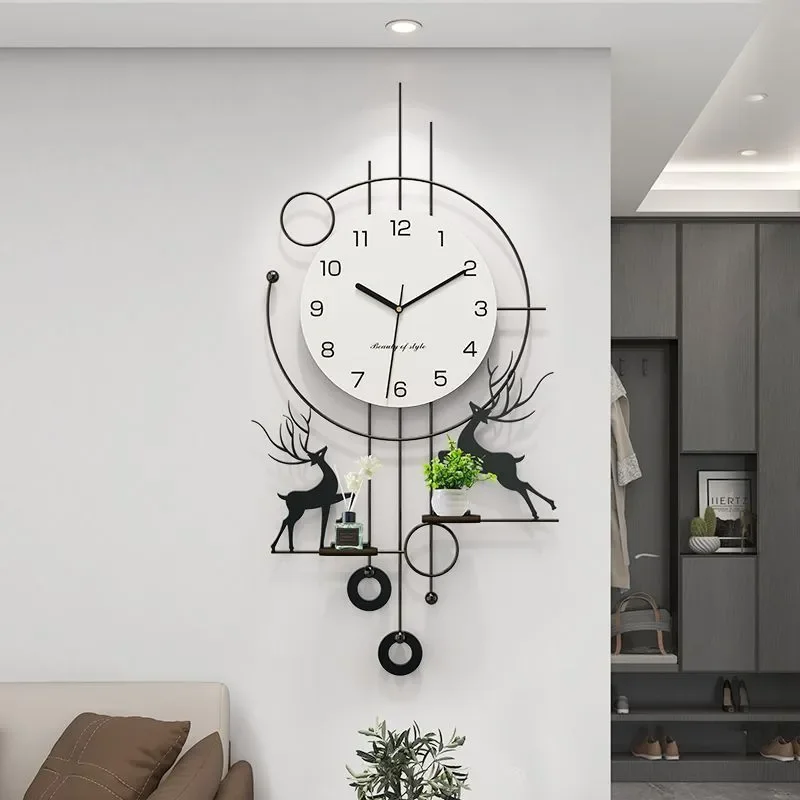 for Wall Clock Living Room Creative Simple Light Luxury High End Silent Background Wall Decoration New Internet Celebrity