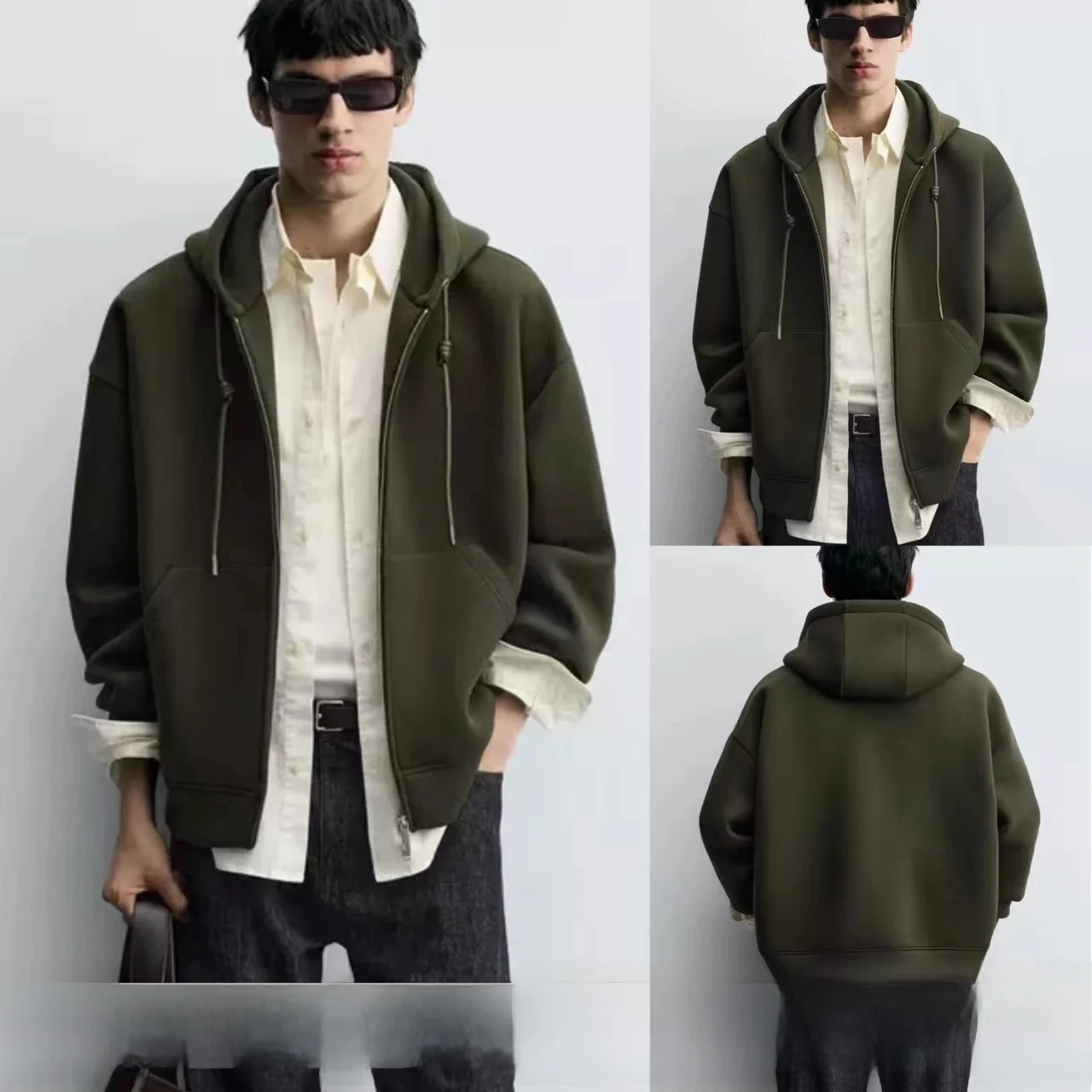 

Новая мужская толстовка-худи 2025 года, свободный крой, полиэстер, вискоза, спандекс, повседневная, на молнии, с длинными рукавами, стандартная длина