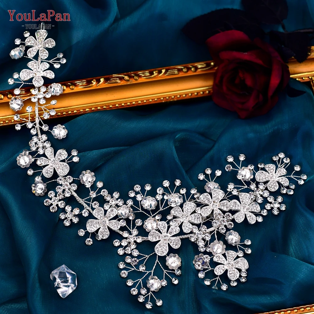 YouLasaupoudrer-Ceinture de Patients en Alliage Argenté avec Fleur et Strass, Accessoires de Taille pour Robe de Mariée, Ornements de ixde Banquet pour Femme, SH273