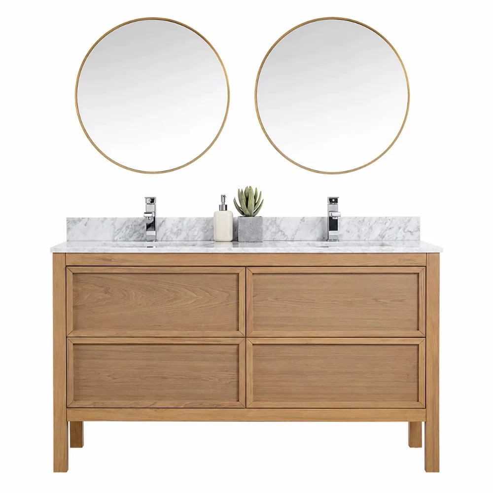 Modern Floor Standing Bathroom Vanity Cabinet Furniture Set Smart Mirror Ceramic Wash Basin Storage Cabinet for Warehouse Use