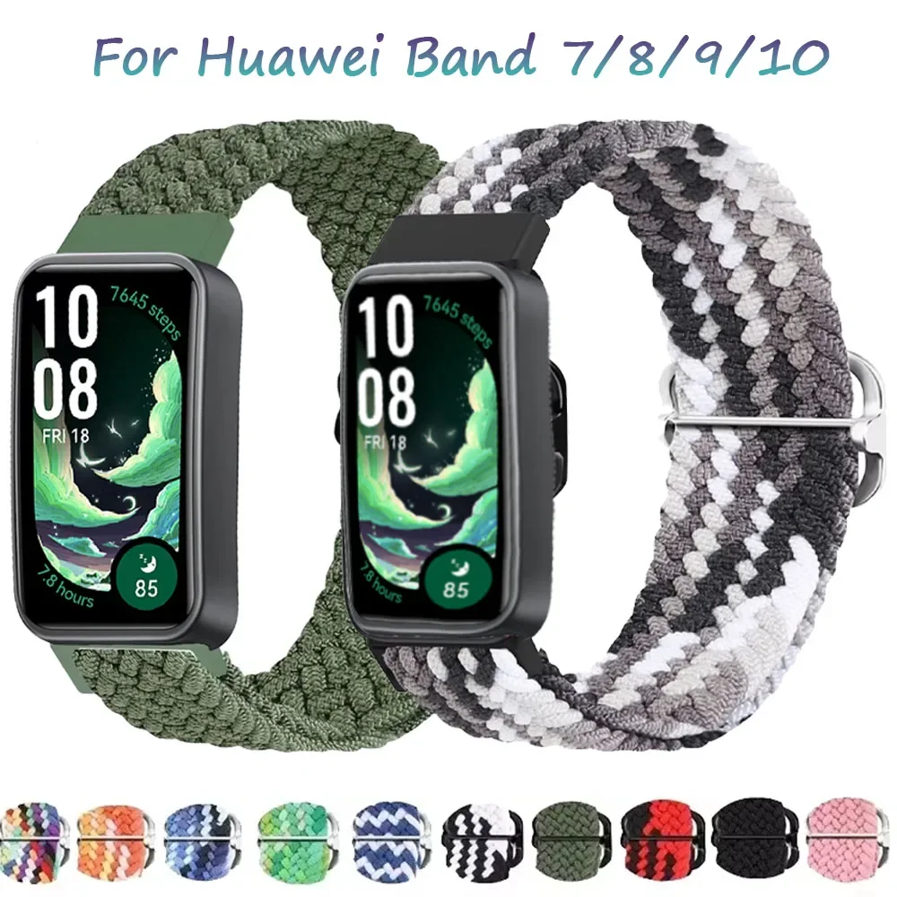 Нейлоновый эластичный ремешок-петля для Huawei Band 7/8/9/10, спортивный плетеный браслет, дышащий, удобный для huawei Band 10/9/8/7, ремень