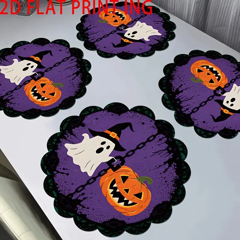 VIKAMA Halloween Lace Placemat Pumpkin Insulated Dining Table Mat Party Desktop Decoration Dining Table Decoration