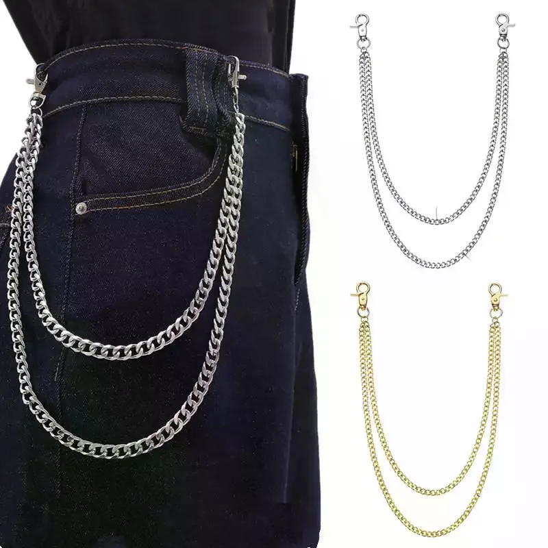 Punk-Taillenkette, Geldbörsenkette für Männer und Frauen, lange Taschenkette mit Karabinerverschlüssen für Schlüssel, Jeans, Hosen, Gürtel