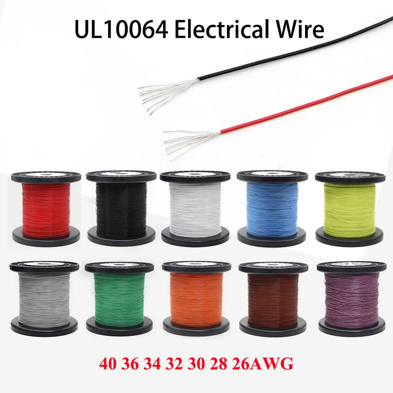 

10/100/200/500m UL10064 PTFE Wire 40/36/34/32/30/28/26AWG Ultra Fine Micro Litz FEP Insulation Tinned Copper Cable for Soldering