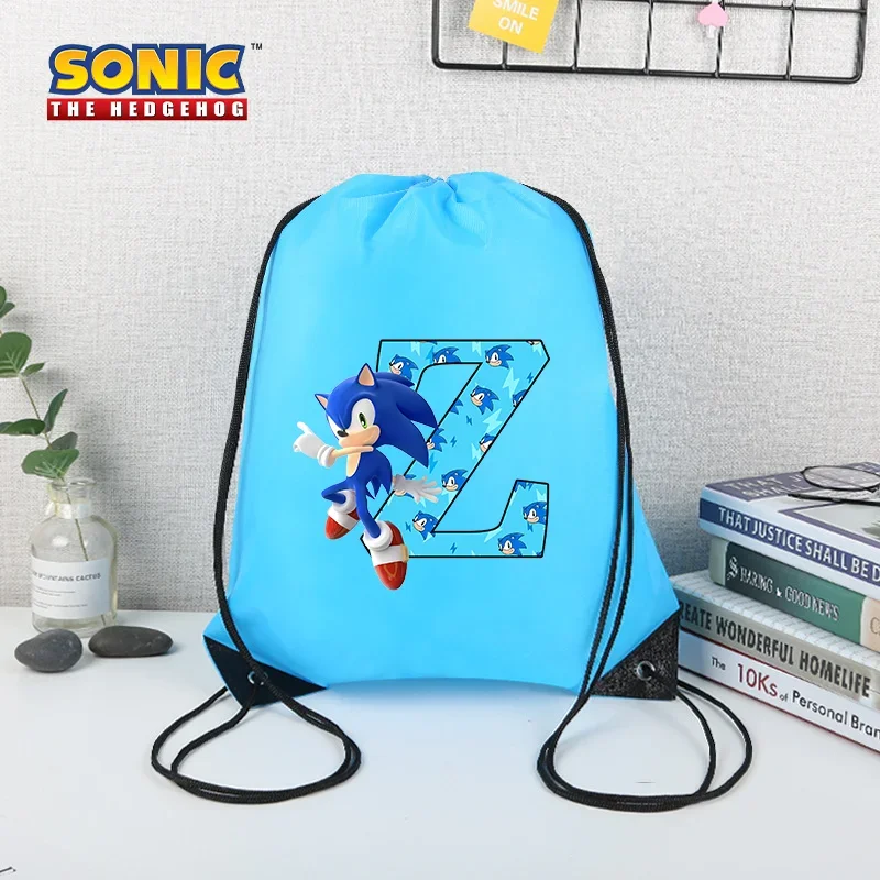 Sonics Non Woven Letter A-Z Letters Handbags Large Capacity Portable Tarp Drawstring Pockets Printing Cartoon Cute Storage Gifts