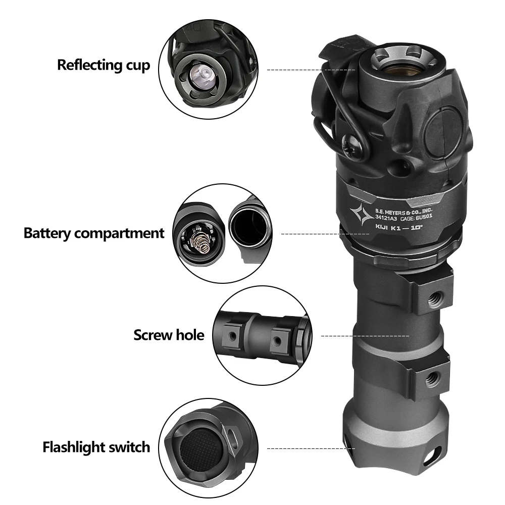 Tactical Universal Outdoor Reconnaissance Hunting Lighting IR/LED Flashlight Night Shooting Weapon Light