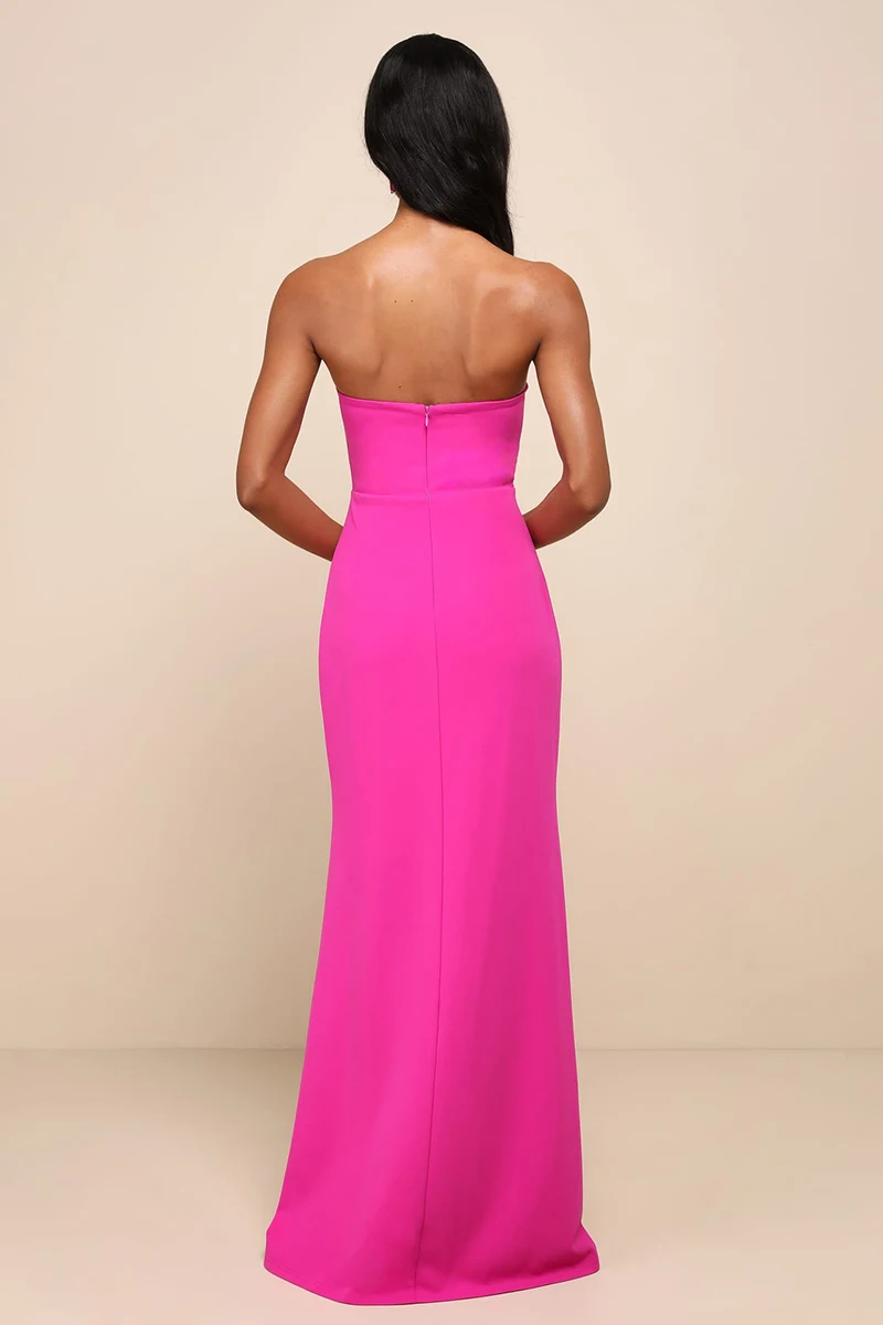 Envance-alta divisão cetim vestido de noite, elegante vestido de noite, sem encosto, linha a, para dama de honra, para festa e clube