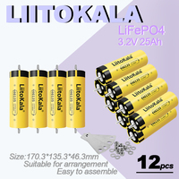 12pcs LiitoKala 3.2V 25Ah LiFePO4 battery cell Lithium iron phosphate deep cycles for Diy 12V 24V 36V 48V solar energy UPS power