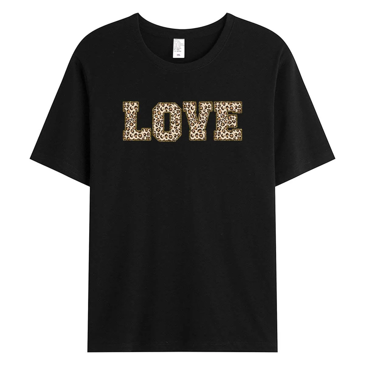

Women's Leopard Print LOVE Graphic T-Shirt Casual Short Sleeve Crewneck Tee Fashion Trendy Animal Print Letter Print Top