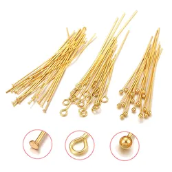20pcs Stainless Steel Ball Pins Gold Color Flat Head Eye Needles DIY Bead Bracelet Jewelry Making Supplies Accessories Wholesale