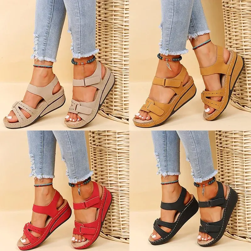 Sandal Wedge musim panas untuk wanita 2023 baru Fashion Non Slip sepatu pantai wanita ringan kasual Platform Sandalias Mujer ukuran Plus