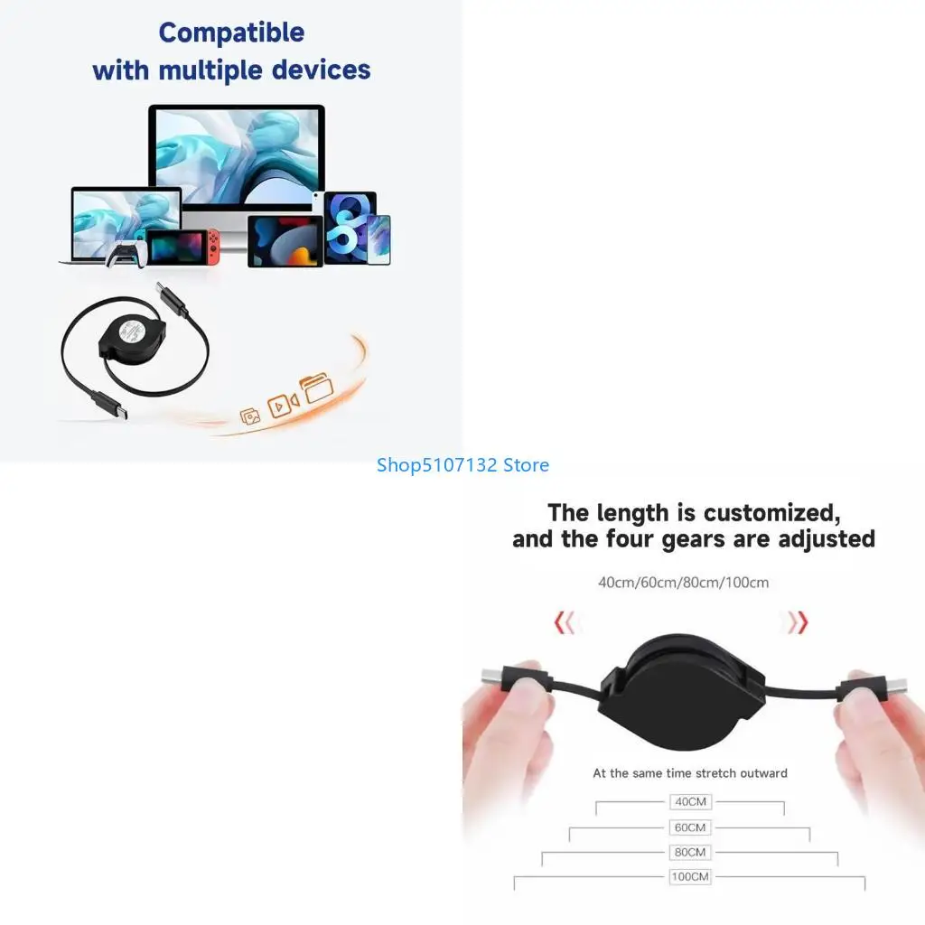 

87HD 2 in 1 60W Car Fast Telescopic Cord Car Adapter Dual Port Cables