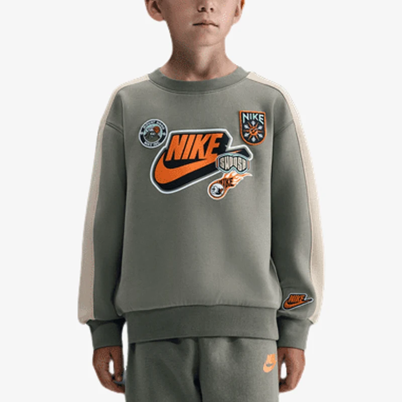 

Оригинальная детская трикотажная толстовка Nike с узором и круглым вырезом, модель IO5970-333