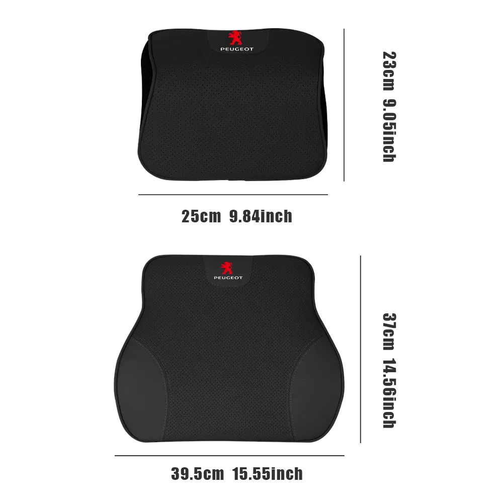 Auto Badge Memory Foam Car Lumbar Cushion Backrest Headrest Interior Accesories For PEUGEOT 206 208 3008 308 207 508 107 307 408