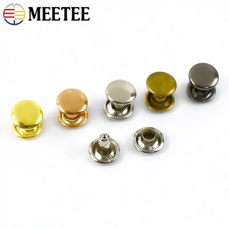 100sets Metal Double Cap Rivet Studs Button Round Rivets Nail for Leather Craft Bag Belt Shoes Garments Hat Pet Collar Buckle