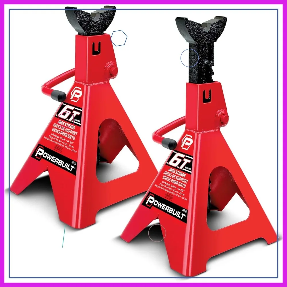 

6-тонные сверхмощные подставки с храповым механизмом, широкая устойчивость, диапазон подъема 15–23,5 дюйма — красный