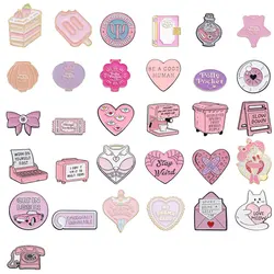 girl pink food pizza series Enamel Pin Funny Brooch Cartoons Badge for Bags Jeans Hoodies Denim Lapel Pin Jewelry Kids Best Gift