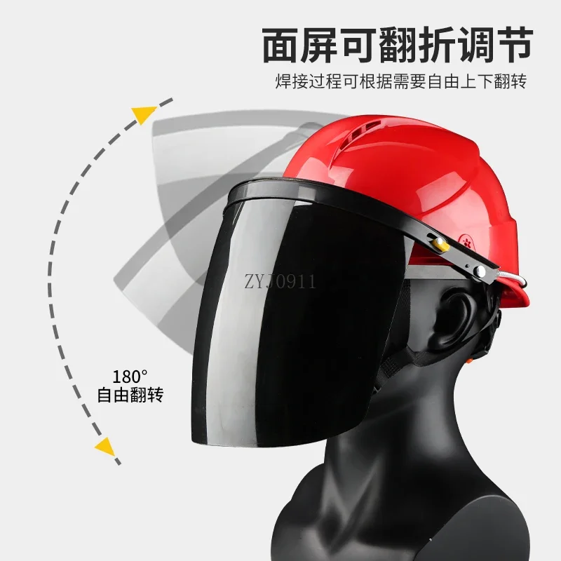 *Hard hat with mask worker construction safety helmet hat breathable construction site work
