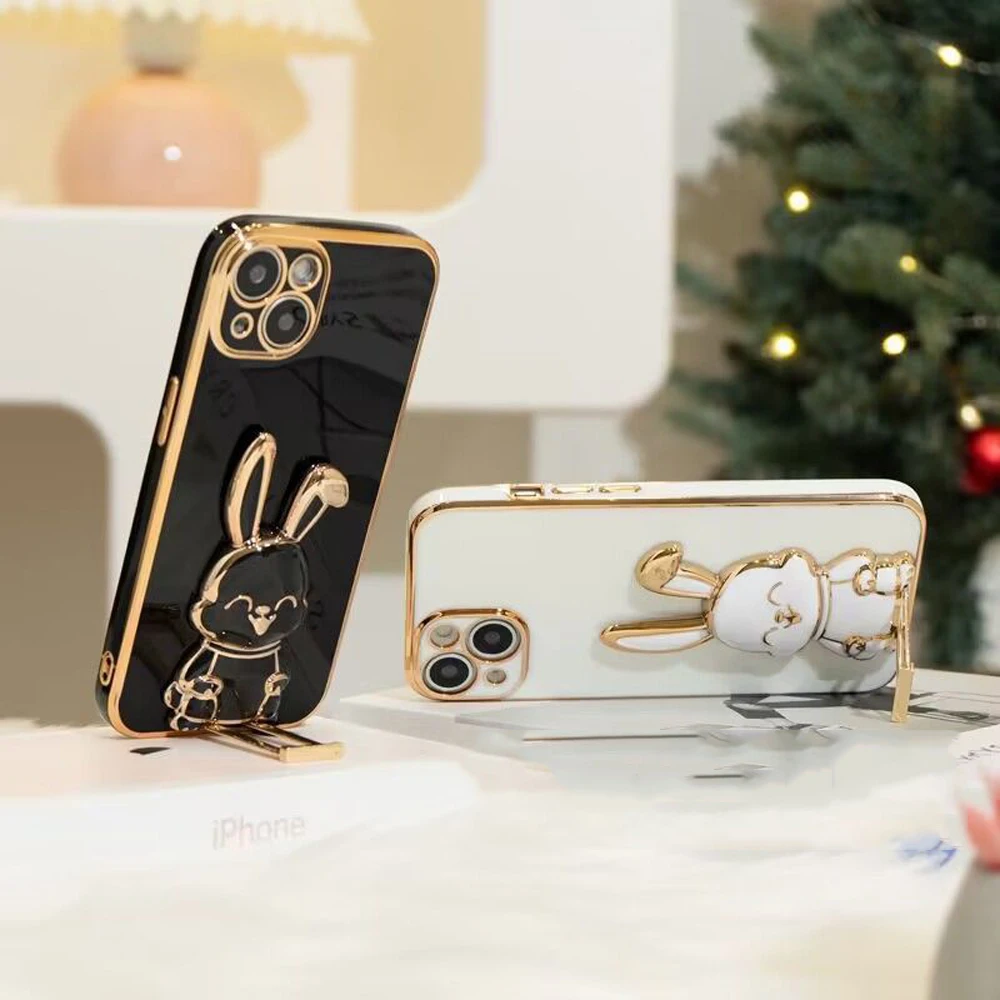 For Infinix Note 30 Pro Case Infinix Note 30 Pro note 30i Infinix Note 30 5G Phone case Cute Rabbit Holder Bracket Plating Cover