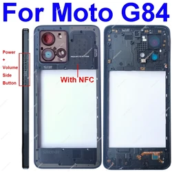 For Motorola Moto G84 XT2347 Middle Frame Middle Housing Frame Without Lens Frame Side Button NFC Cover Bezel Flex Cable Parts