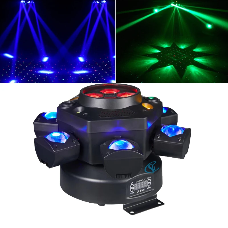 

Disco 6 Arms Laser 3In1 RGBW Led Effect Strobe Moving Head Beam Light DMX Control For Stage Dj Party Bar Wedding