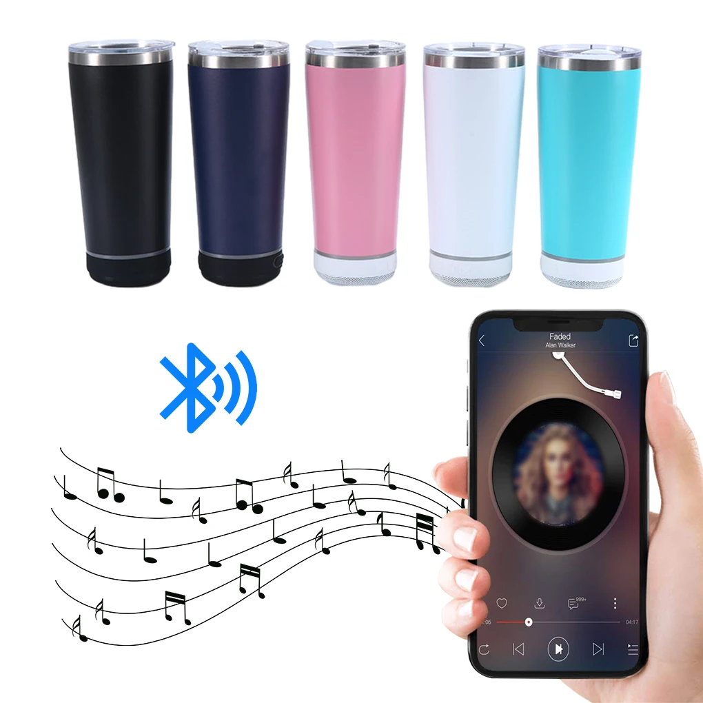 Durability Music Tumbler With Speaker Odorless Scratch-proof Tear-resistant High-end Texture